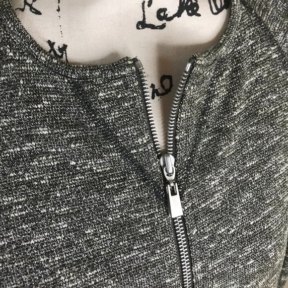 NWOT Worth Zip Front Collarless Crop Jacket Green/Ivory Metallic ~ Size XS - Picture 2 of 8